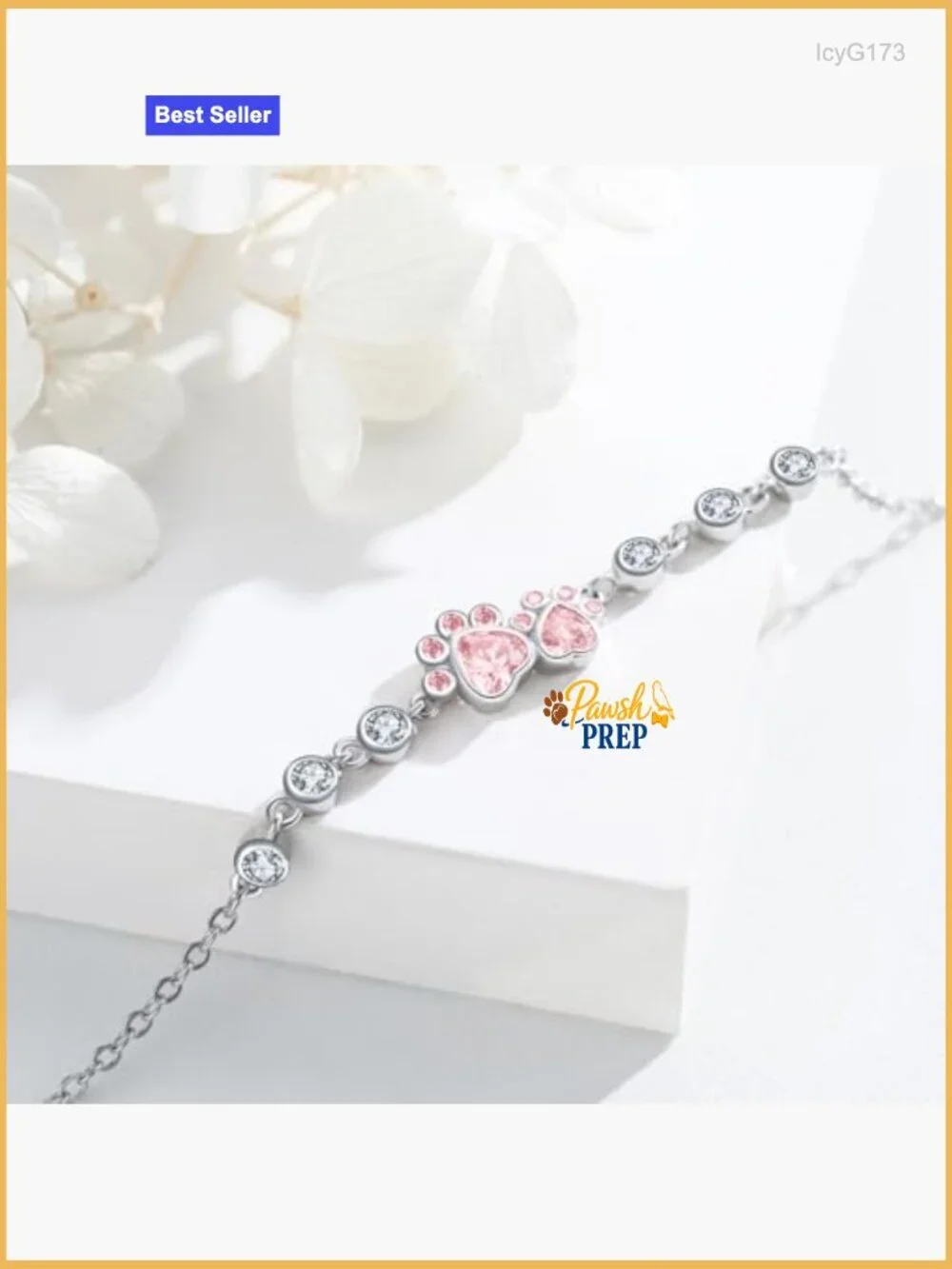 925 Sterling Silver Adjustable Animal Bracelet with Paw Print Design